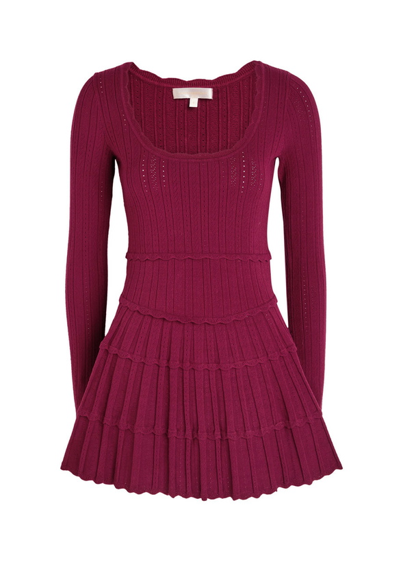Photo: Loveshackfancy Lavender Pointelle-knit Mini Dress Burgundy