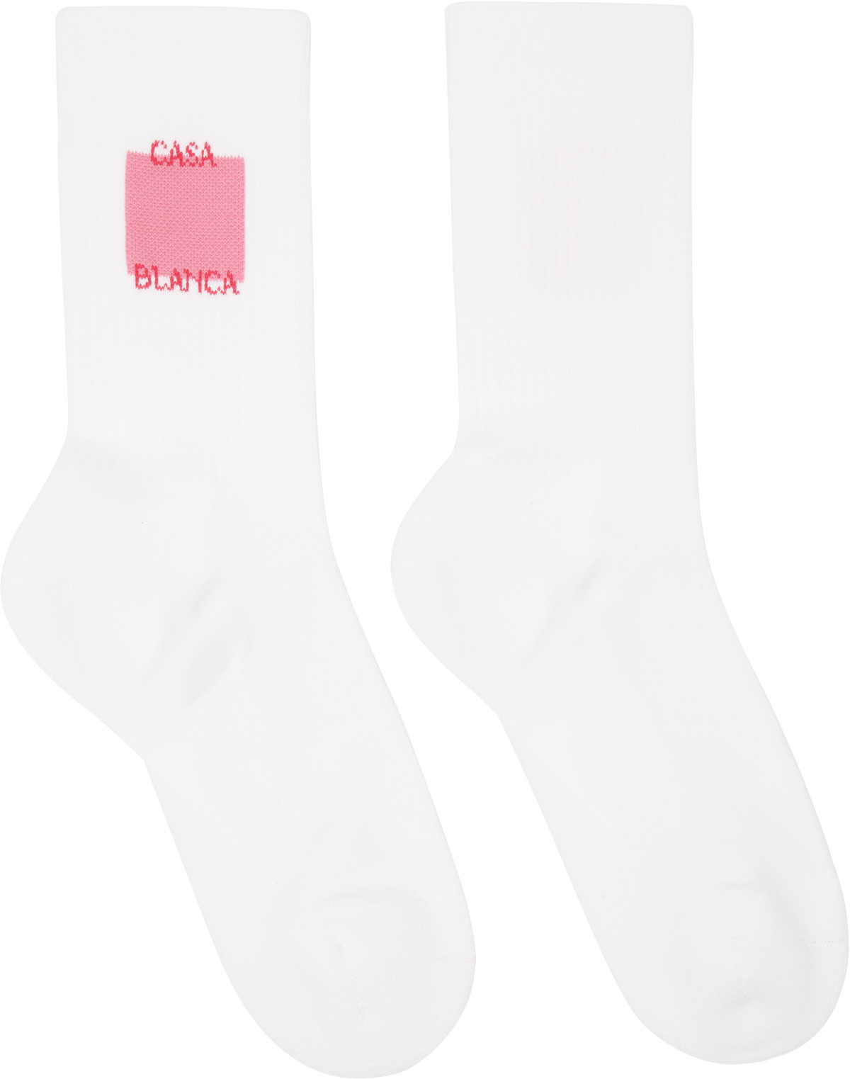 Casablanca White Rose Shadow Logo Square Socks