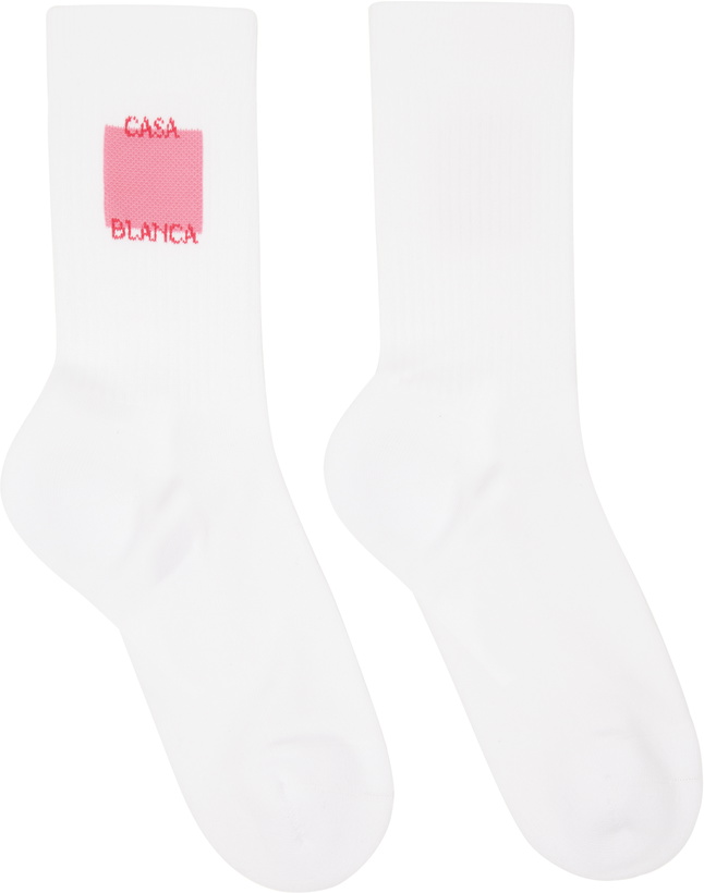 Photo: Casablanca White Rose Shadow Logo Square Socks