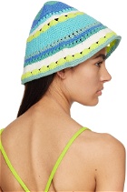 GANNI Blue Striped Bucket Hat