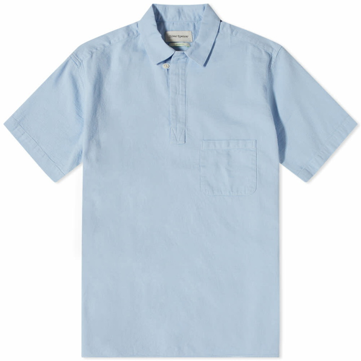 Photo: Oliver Spencer Men's Yarmouth Popover Shirt in Sky Blue