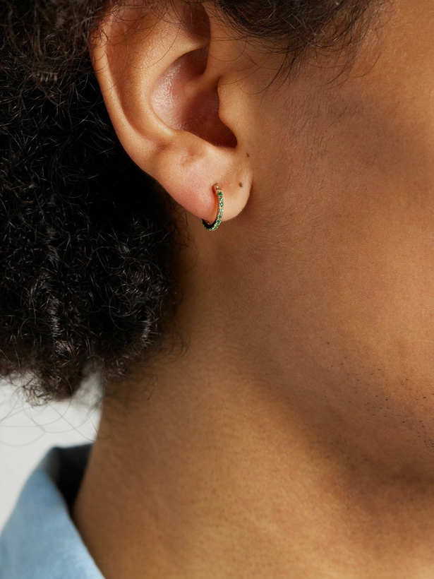 Photo: KOLOURS JEWELRY - Spectra Small Gold Emerald Single Hoop Earring