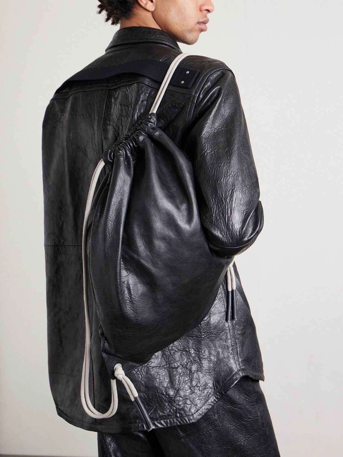 Rick Owens - Embellished Leather Drawstring Backpack Rick Owens