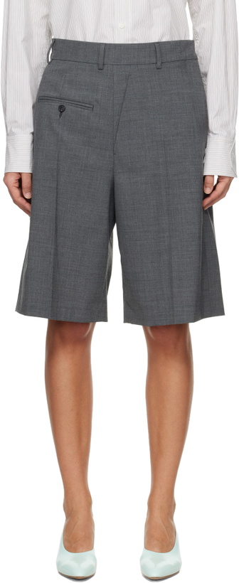 Photo: MM6 Maison Margiela Gray Wool-Blend Tailored Shorts
