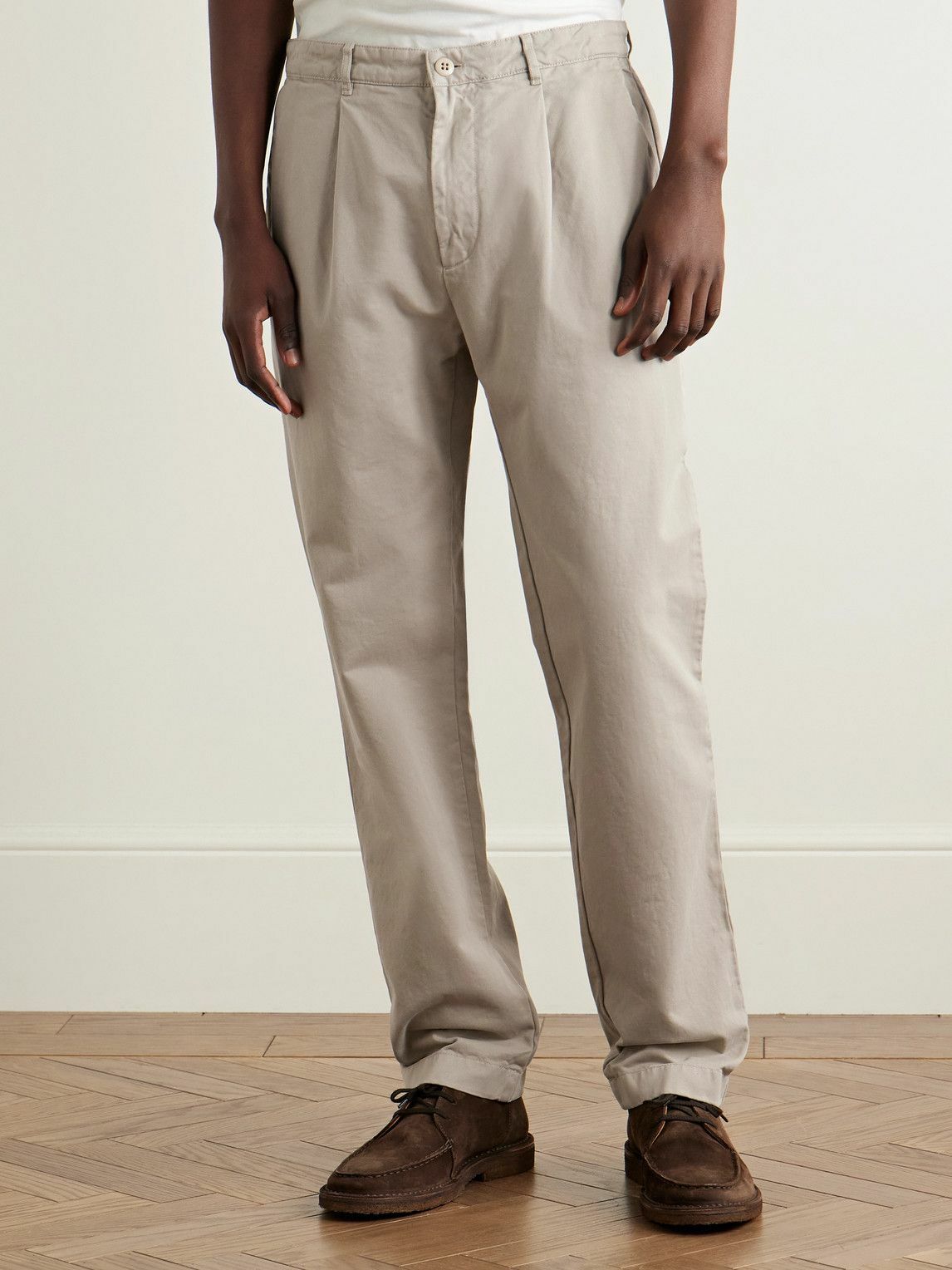 Hartford - Tommy Straight-Leg Cotton-Twill Trousers - Neutrals