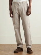 Hartford - Tommy Straight-Leg Cotton-Twill Trousers - Neutrals