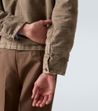 Maison Margiela Corduroy-trimmed distressed denim jacket