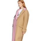 MSGM Beige and Pink Two-Tone Long Coat