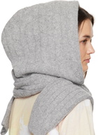 OPEN YY Gray Convertible Cable Knit Hooded Scarf