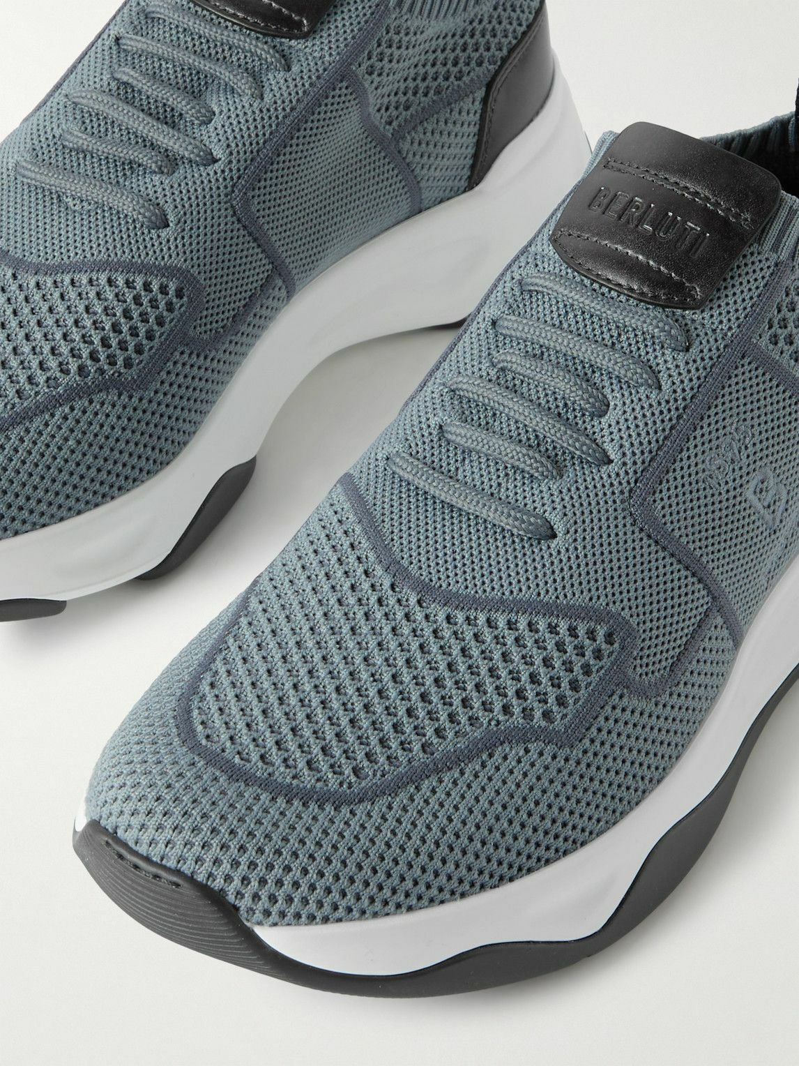 Berluti - Shadow Leather-Trimmed Stretch-Knit Sneakers