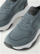Berluti - Shadow Leather-Trimmed Stretch-Knit Sneakers - Gray
