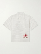 Kardo - Rohit Embroidered Checked Cotton Shirt - Neutrals