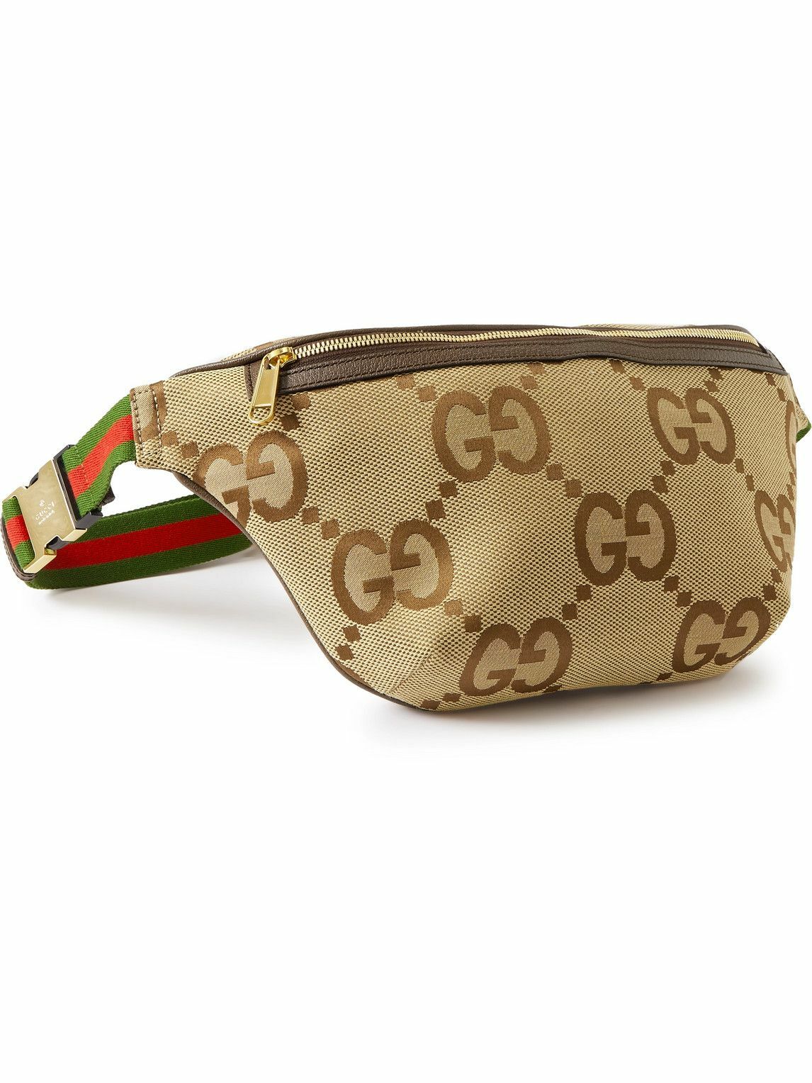 Gucci GG Marmont Canvas-jacquard and Leather Belt