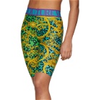 Versace Jeans Couture Green and Gold Leopard Print Barocco Bike Shorts