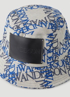 Double Logo Bucket Hat in Blue