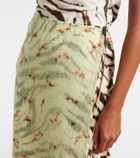 Ganni Printed organza wrap skirt