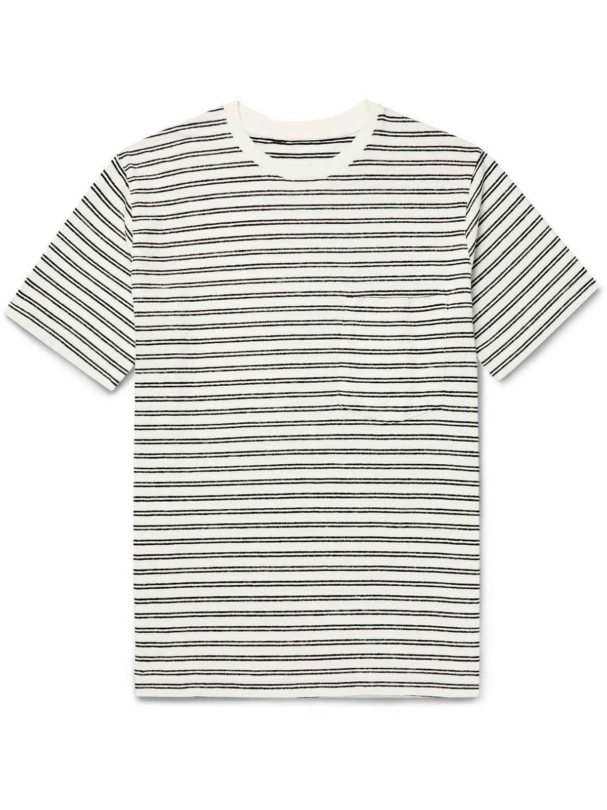 UNIVERSAL WORKS - Striped Organic Cotton-Terry T-Shirt - Neutrals - S  Universal Works