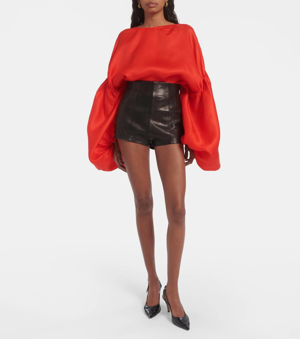 Khaite Lennman high-rise leather shorts