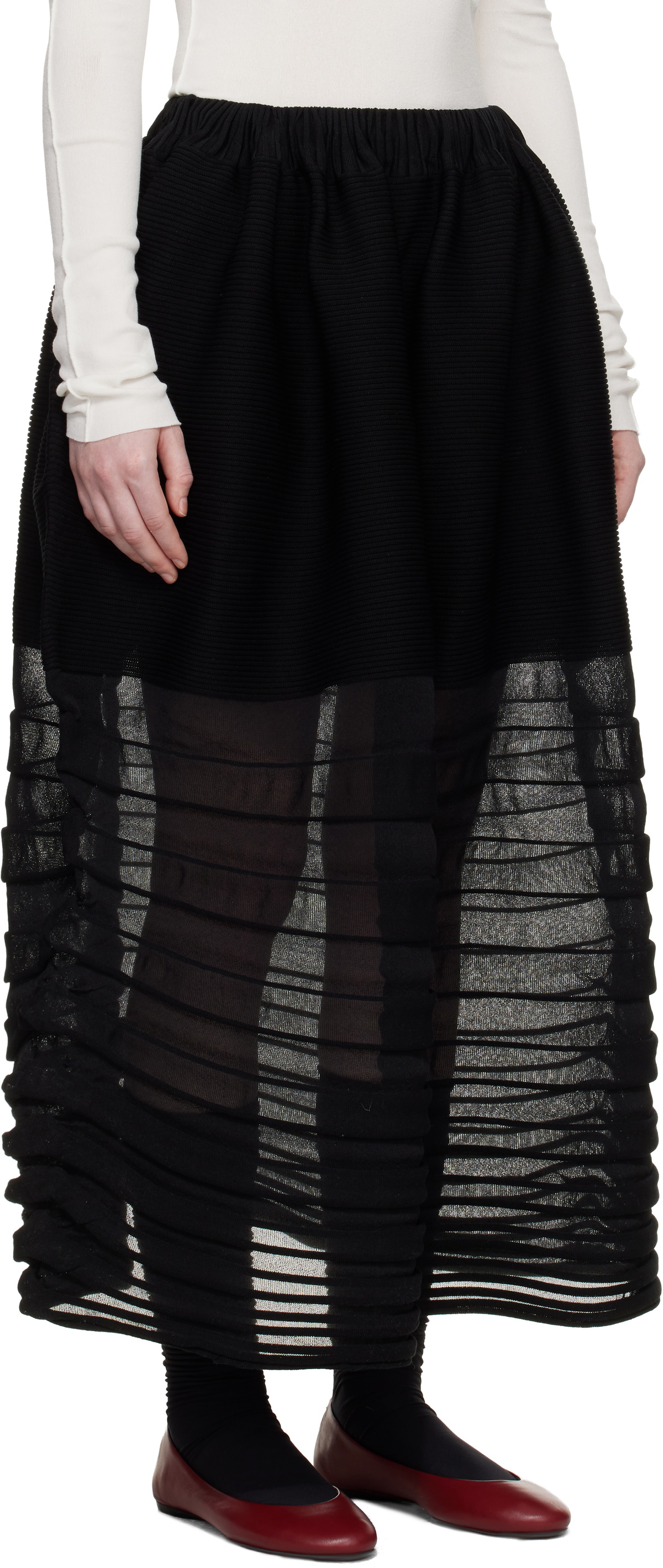 ISSEY MIYAKE Black December Moving Knit Midi Skirt