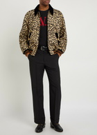 Valentino Garavani Leopard Velvet-trim Wool Bomber Jacket Multicoloured 1