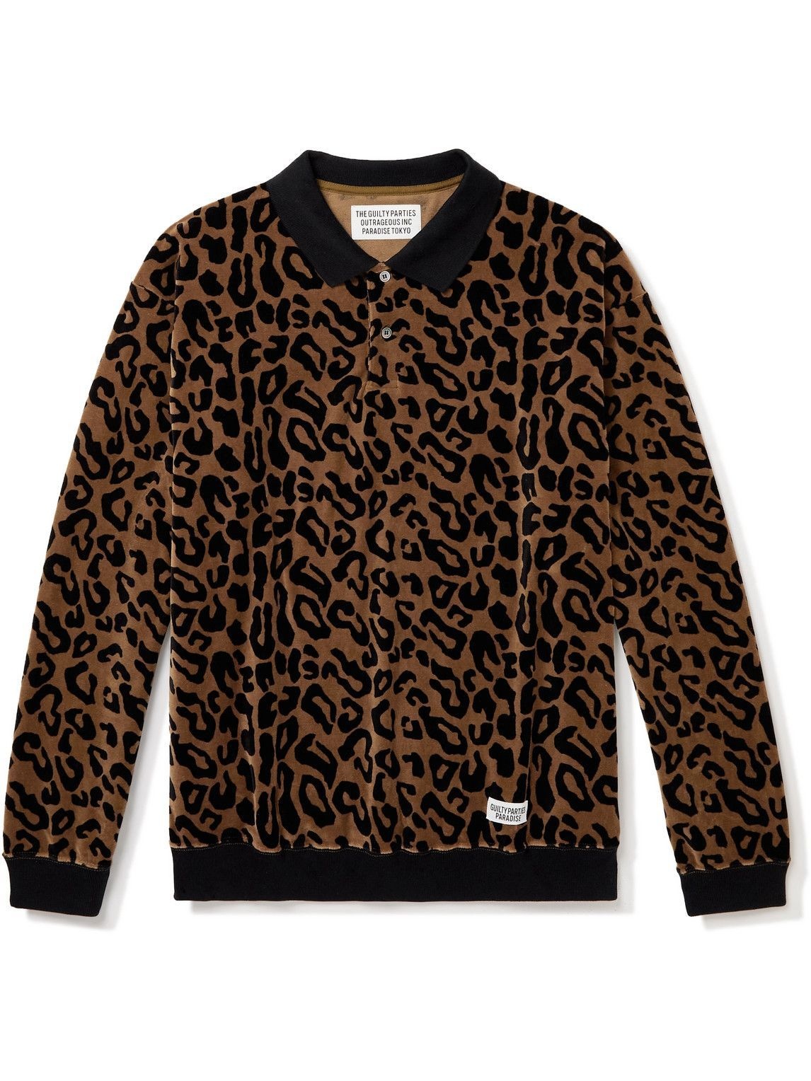 Wacko Maria Leopard-Print Cotton-Blend Velour Polo Shirt Animal print Wacko  Maria