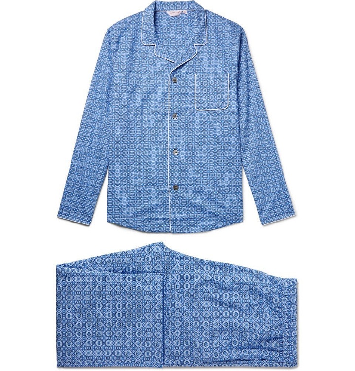 Photo: Derek Rose - Ledbury 5 Printed Cotton Pyjama Set - Blue