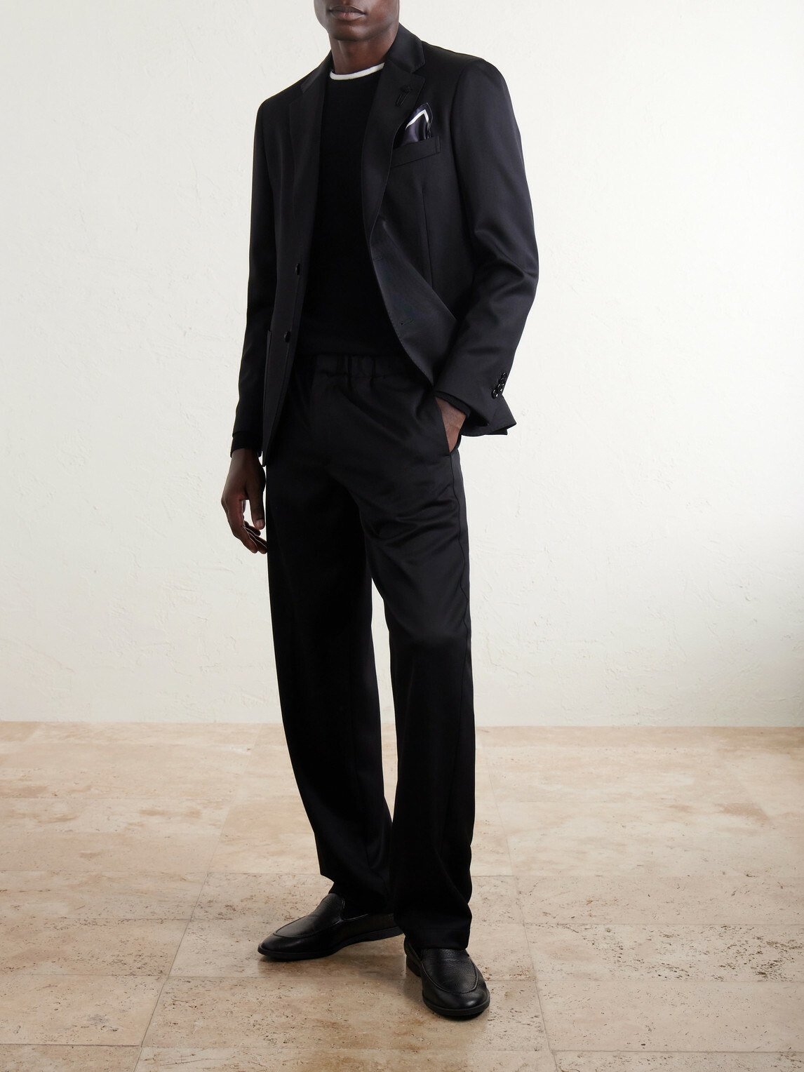 Lardini - Mid-rise Straight-Leg Wool-Twill Suit Trousers - Black