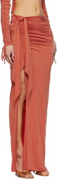 BALMAIN Orange Knotted Split Jersey Maxi Skirt