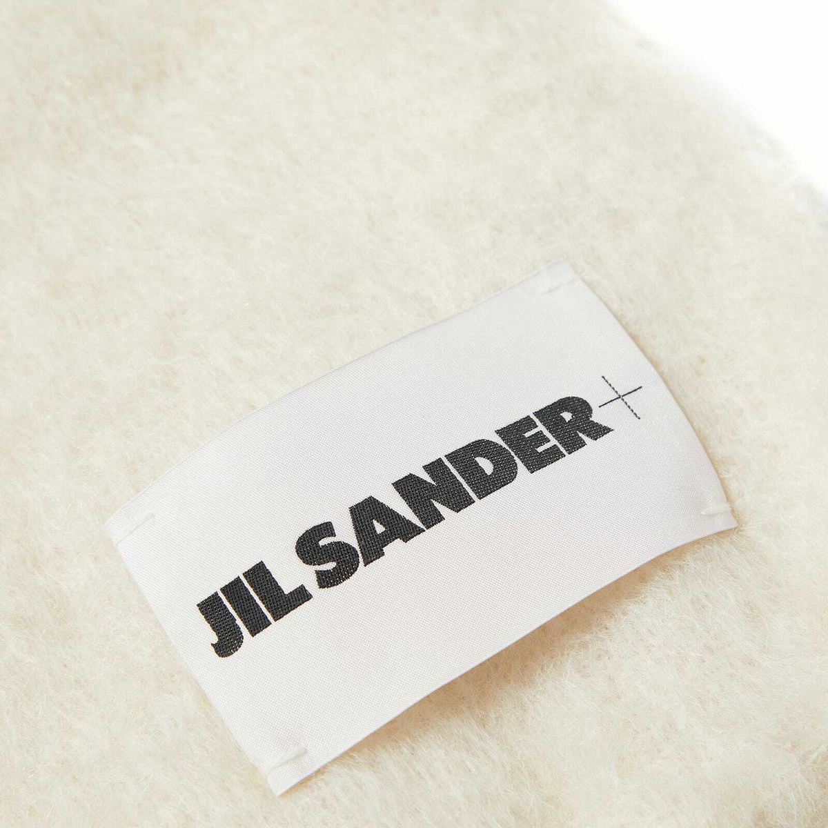 Jil Sander Women's Plus Label Logo Scarf in White Jil Sander