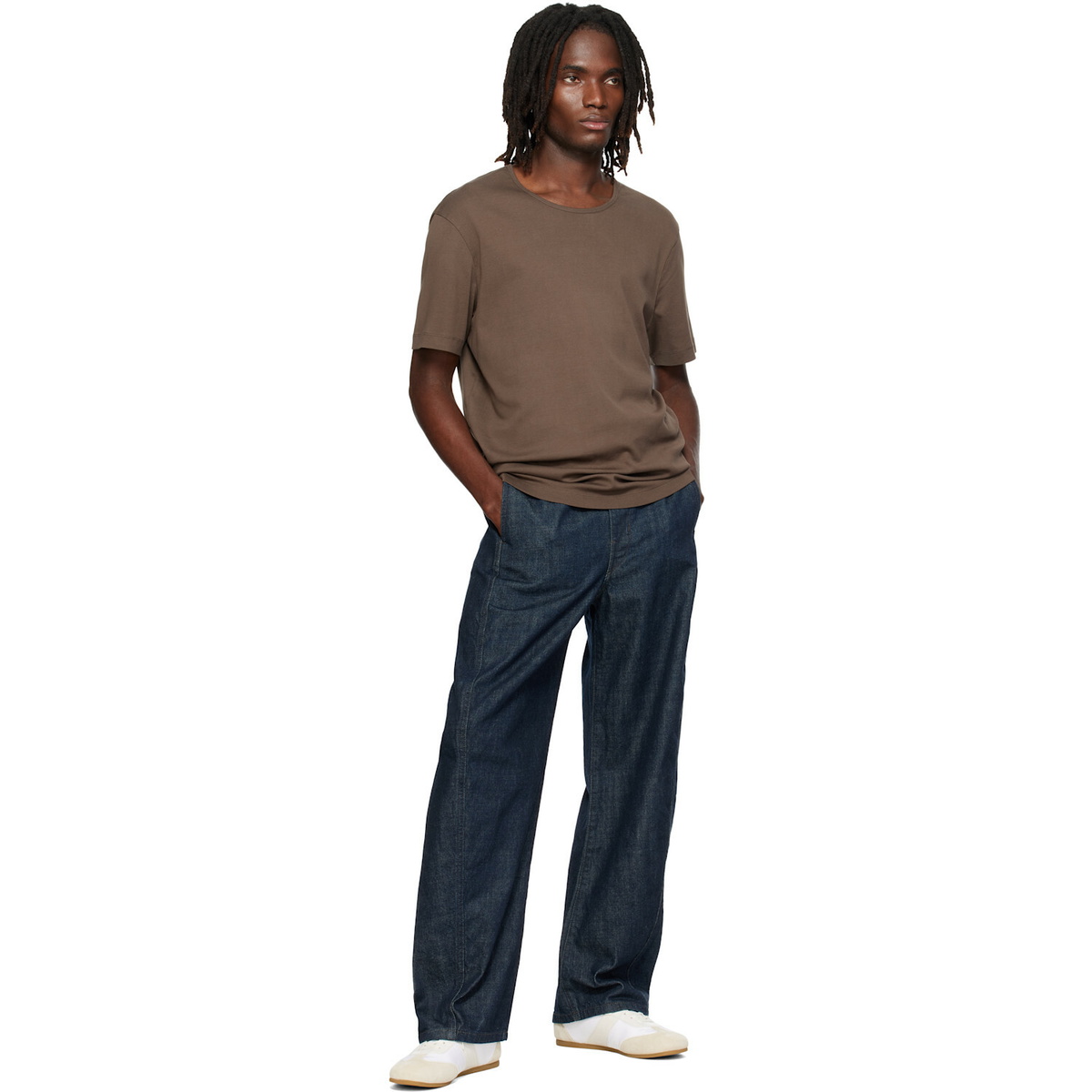 LEMAIRE Brown Scoop-Neck T-shirt