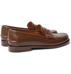 GUCCI - Kaveh Webbing-Trimmed Leather Loafers - Brown