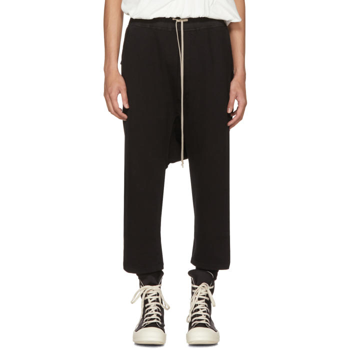 Rick Owens Drkshdw Black Fleece Cropped Drawstring Lounge Pants