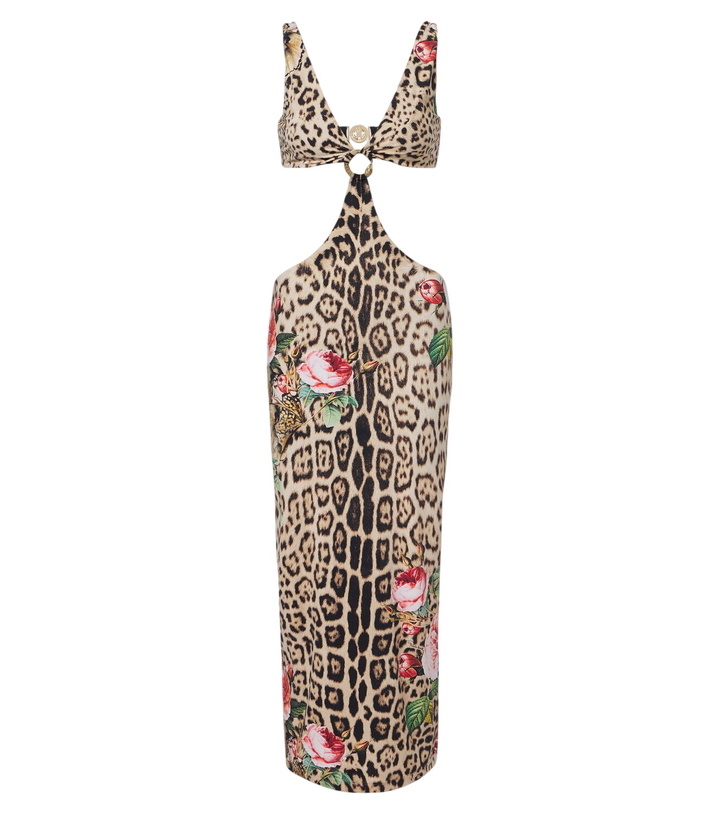 Photo: Roberto Cavalli Cutout leopard-print midi dress
