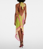 Roberto Cavalli Asymmetric printed silk midi dress