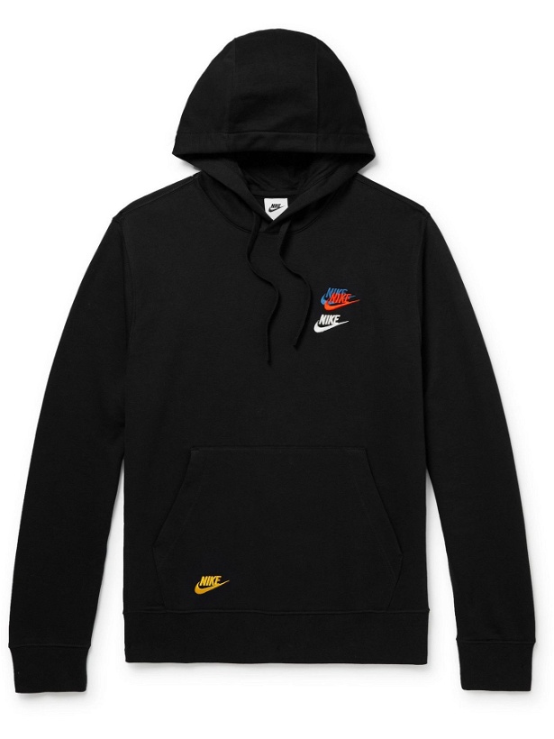 Photo: Nike - Logo-Embroidered Cotton-Blend Jersey Hoodie - Black