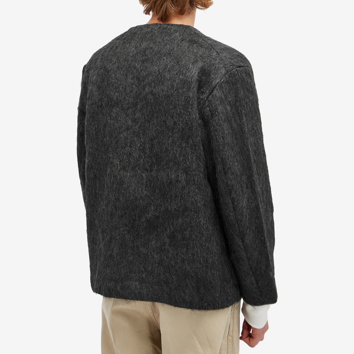 orSlow Men's Mohair Cardigan in Charcoal Grey