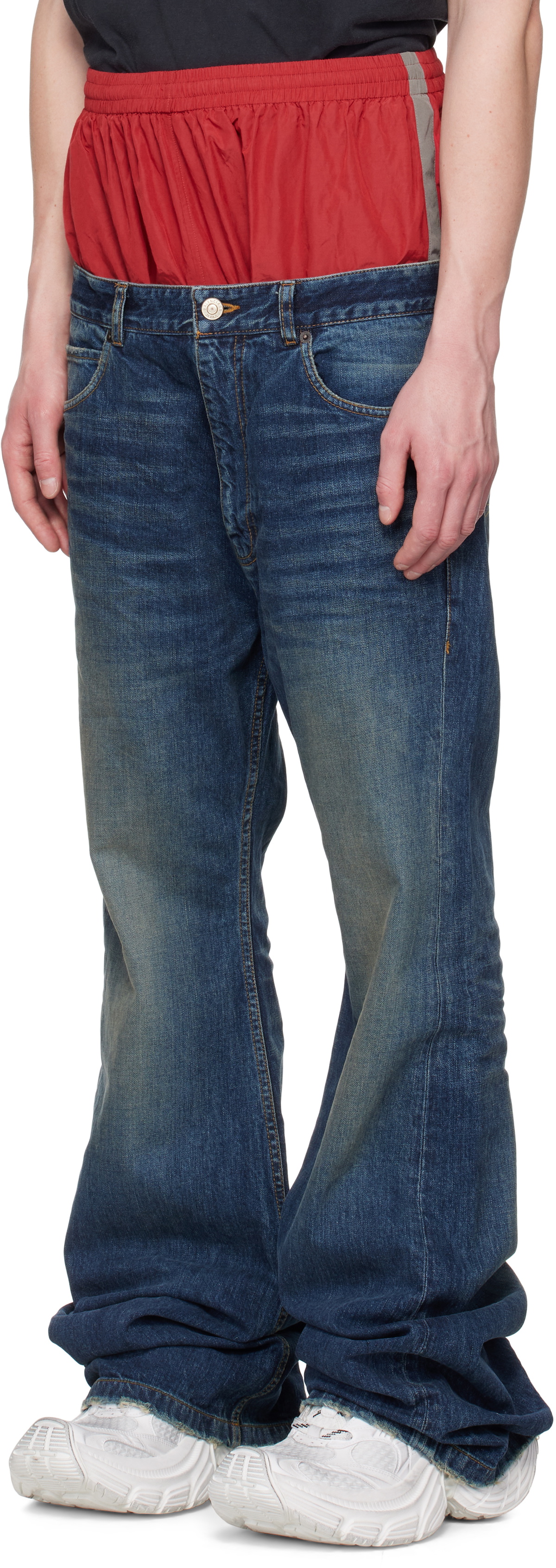 【関税&送料込】Balenciaga Giubbino In Jeans Balenciaga Blue & Red Layered Jeans Balenciaga