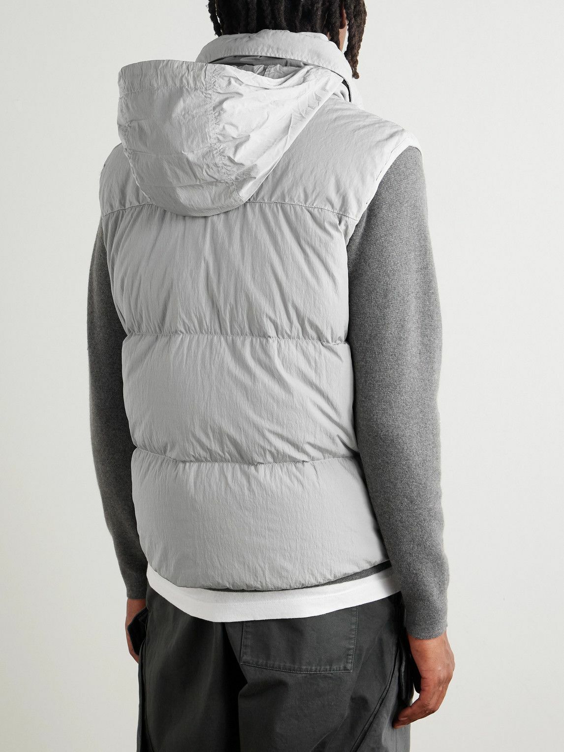 C.P. Company - Eco-Chrome R Padded Recycled-Shell Hooded Down Gilet - Gray