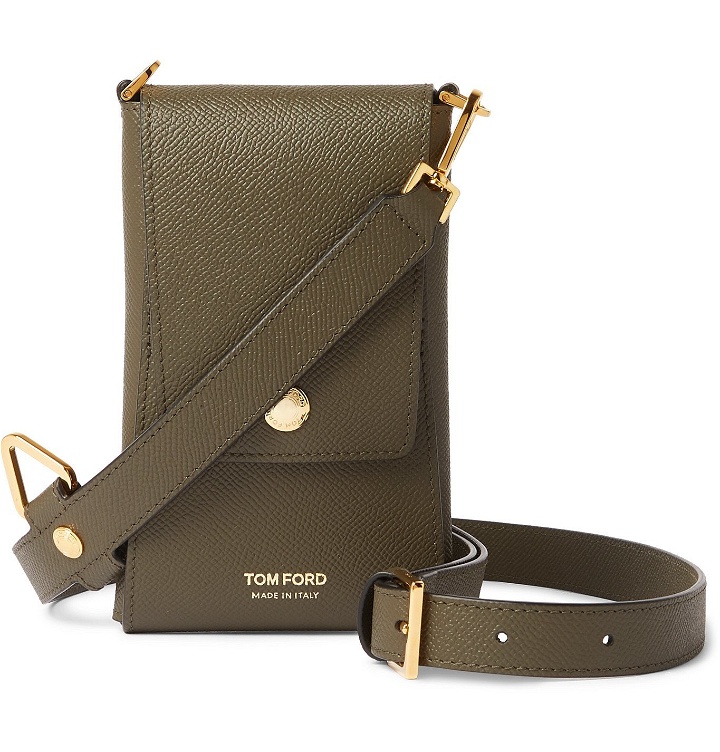 Photo: TOM FORD - Full-Grain Leather Phone Pouch - Green