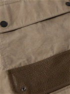 Purdey - Latch Corduroy and Leather-Trimmed Cotton-Canvas Coat - Neutrals