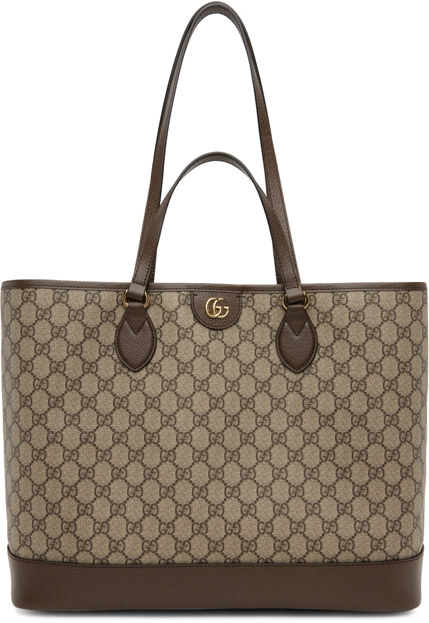 Gucci Brown & Beige Ophidia Medium Shoulder Bag Gucci