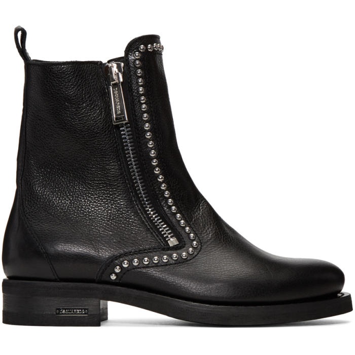 Photo: Dsquared2 Black Studded Ankle Boots