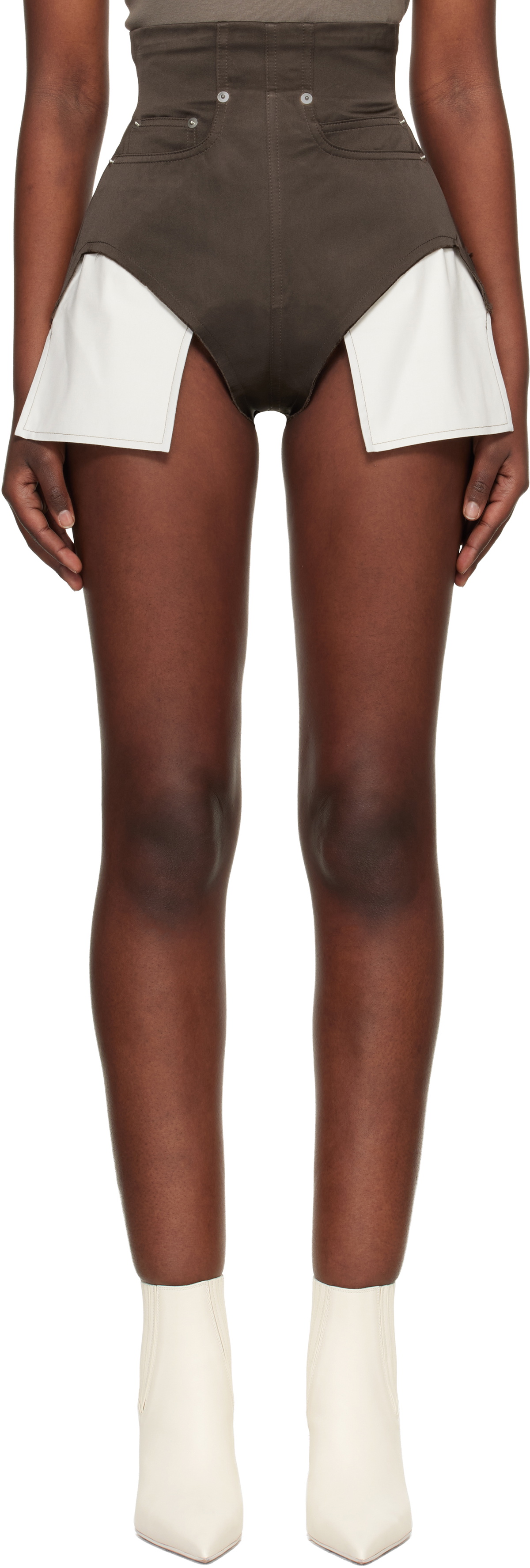 Rick Owens Brown Temple Dirt Cutoffs Shorts