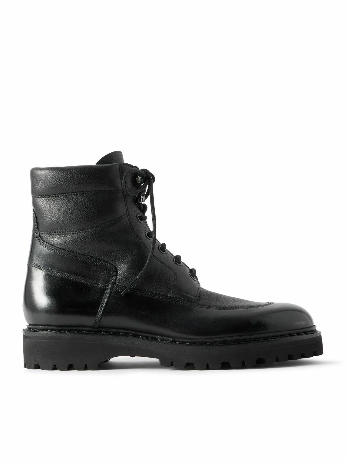 John Lobb - Peak Panelled Leather Boots - Black