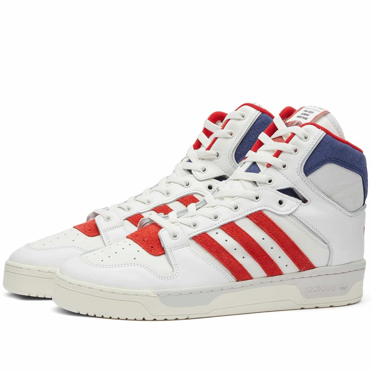 Photo: Adidas Conductor Hi-Top Sneakers in Core White/Scarlet/Grey