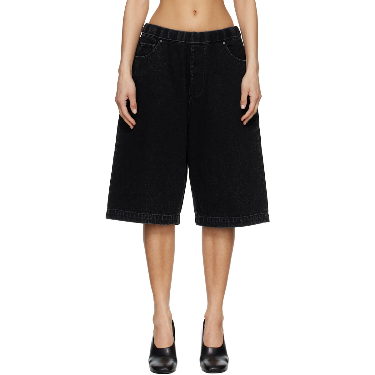 Entire Studios Black Spar Denim Shorts