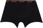 Hugo Three-Pack Black Jacquard-Logo Boxers