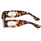 Valentino Brown Rectangular Acetate Sunglasses