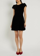 Paige Khai Velour Mini Dress Black