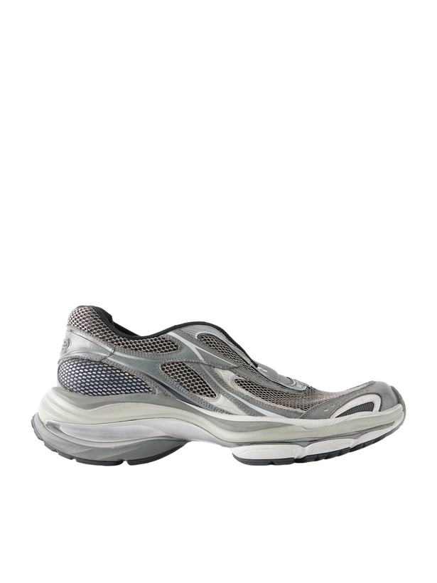 Photo: Balenciaga - D'Orsay Rubber-Trimmed Mesh Sneakers - Gray